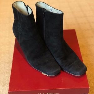 Salvatore Ferragamo black suede booties!